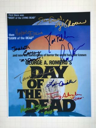 Day Of The Dead Photo Signed By The Cast,  George Romero Auto Not Dawn Horror