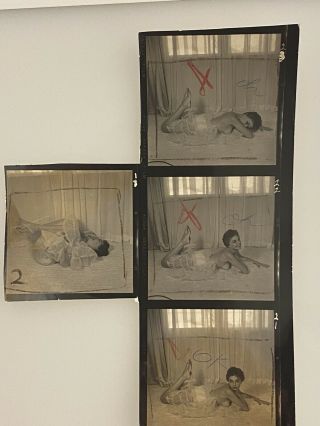 4 Vintage Bunny Yeager Nude Model Contact Sheet Photos,  From Yeager Archive