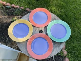 Set Of 4 Lindt Stymeist Colorways 8 " Dessert / Pie Plates Assorted Colors