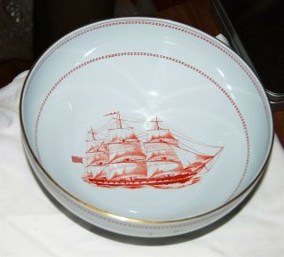 Spode Trade Winds Red Round Serving Bowl 9.  75 " Diameter