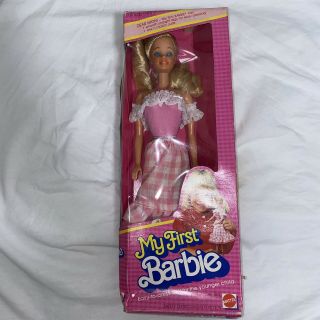 Vintage Doll 1982 My First Barbie 1875 Gingham Pink Skirt Superstar