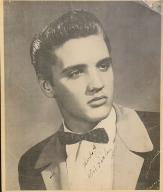 Elvis Presley Signed Bow Tie Photo Early Autograph Real Psa Too 1954 - 55