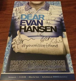 Dear Evan Hansen Obc Cast Signed Theatre Poster Broadway Cast Ben Platt