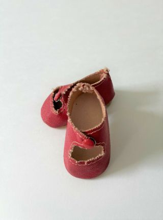 Vintage P - 90 Ideal Toni Doll Shoes Center - Snap Red