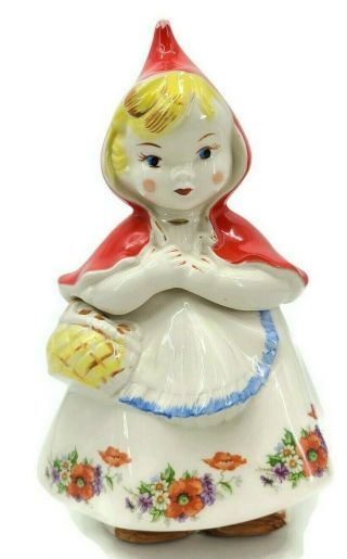 Vintage Little Red Riding Hood Cookie Jar 135889 Usa Poppies Hull