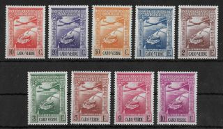 Cabo Verde Portugal 1938 Nh Airmail Complete Set Of 9 Michel 245 - 253 Vf