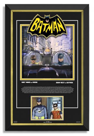 Adam West Burt Ward Signed Batman Classic Tv Series 1966 Movie Museum Frame /66
