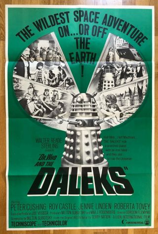 Doctor Who And The Daleks 1965 Us 1 Sheet Film Poster Peter Cushing Hammer Dalek