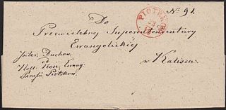 Poland 1844 Folded Official Letter With Fine Piotrkow Cds In Red. .  6878