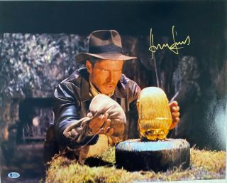 Harrison Ford Signed Indiana Jones 16x20 Photo Beckett Witness Bas Sticker Only