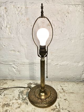 Antique C.  1900s Bradley Hubbard B&h Arts Crafts Slag Table Lamp Base Signed