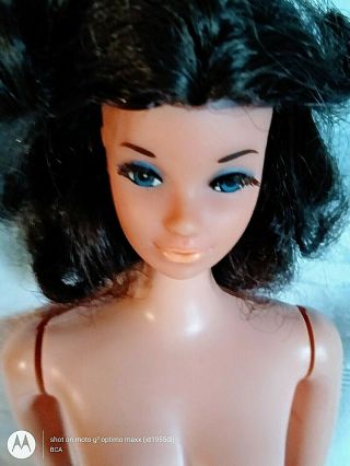 Vintage 1972 Barbie Walk Lively Miss America Steffie Brunette Blue Eyes Lashes