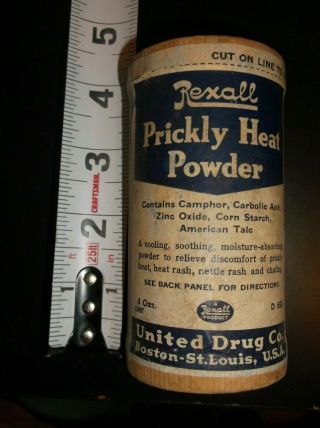 Antique - Rexall - Prickly Heat Powder,  United Drug Co.  Un - Old - 602