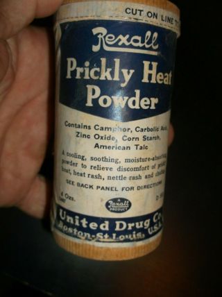 Antique - Rexall - Prickly Heat Powder,  United Drug Co.  Un - Old - 601