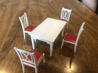 Renwal Kitchen Table & Chairs Vintage Dollhouse Furniture Ideal Plastic 1:16