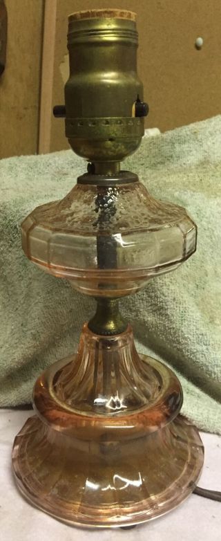 Antique/vintage Pink Depression Glass Lamp