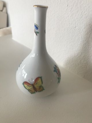 Herend Bud Vase 5 Inches Tall Multi - Color Flowers Butterflies Pattern 7105