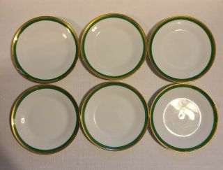 Richard Ginori Palmero Green Salad Plates Encrusted Gold Trim 8 " Italy,  Set Of 6