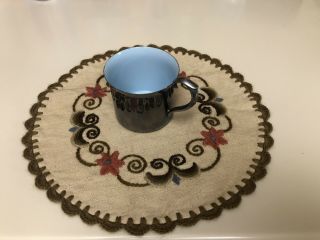 Reed & Barton 865 Silver Plate Baby Cup No Engraving Blue Enamel Lined