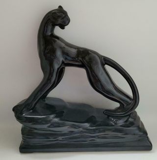 Vtg Large 14 " Mid Century Royal Haeger Black Panther Jaguar Sculpture Freeuship