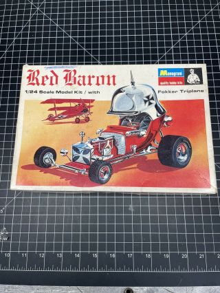 Monogram Red Baron Hot Rod Model Car Kit Issue Box Only 1968