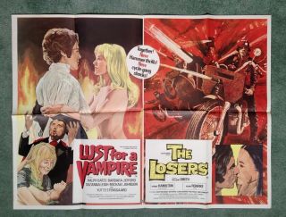 Lust For A Vampire /the Losers Uk Quad Movie Poster Hammer Horror Biker