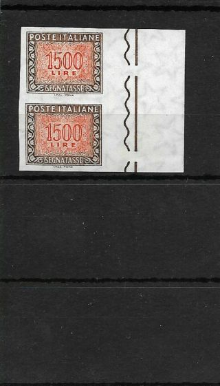 Smt,  Italy,  1500 Lire,  Segnatasse Stamp In Paire,  Imperf,  Mnh