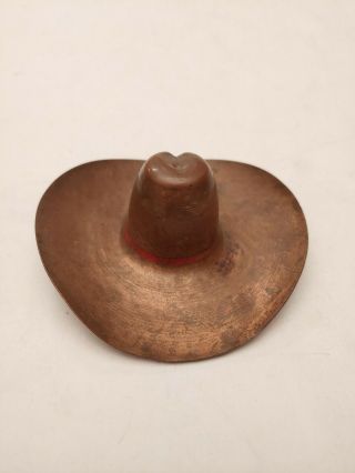 Arts Crafts Hammered Copper Vtg Antique Metal Sombrero Cowboy Hat Ashtray