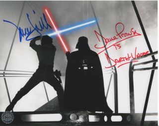 Mark Hamill & Dave Prowse Darth Vader Star Wars Autographed 8x10 Photograph