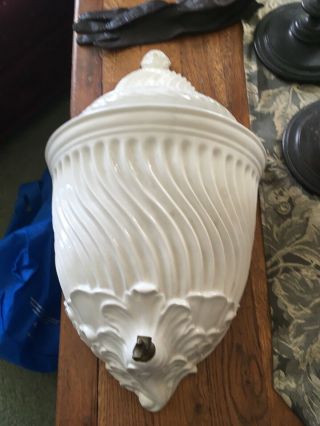 Vintage White Ceramic Wall Mount Water Tank Container From Italy