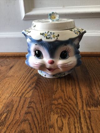Vintage Lefton Miss Priss Cookie Jar 1502 Cat