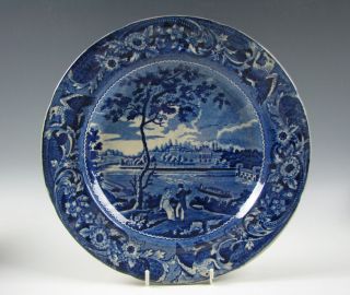 Antique Dark Blue Staffordshire Philadelphia American Historical Plate