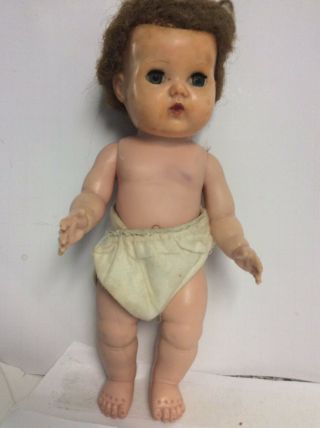 Tiny Tears Doll American Character Vintage Rubber Hard Plastic 11”