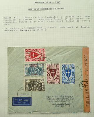 French Cameroun 23 Aug 1943 Censored Cover,  Letter From Douala To Cairo,  Egypt