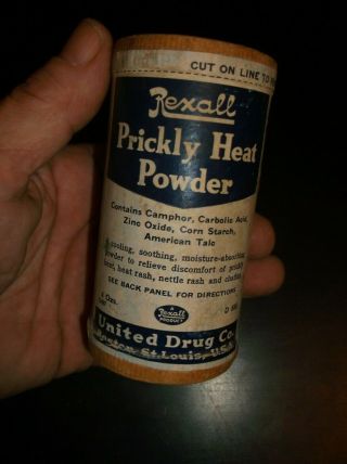 ANTIQUE - REXALL - PRICKLY HEAT POWDER,  UNITED DRUG CO.  UN - OLD - 503 2