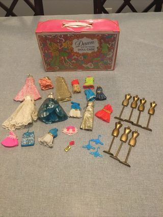 Vintage Topper Dawn Doll Clothes,  Stands And Doll Case