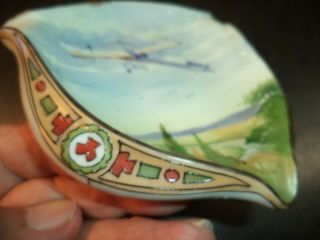 Rare Vintage Hand Painted Nippon Ashtray - With Airplane On It