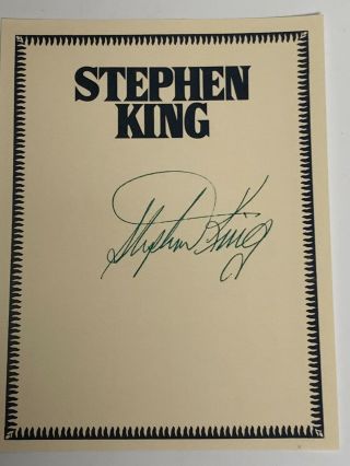 Stephen King Signed Bookplate Autograph