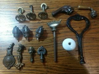 Vintage Antique Estate Junk Drawer Steampunk Handle Knob Pulls Brass Assemblage