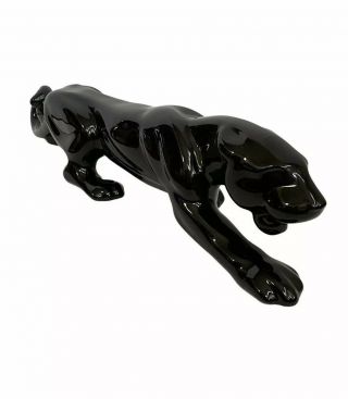 Vtg Royal Haeger Black Panther Stalking Glossy Ceramic 23 " 90s Art Deco