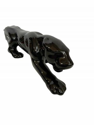 Vtg Royal Haeger Black Panther Stalking Glossy Ceramic 23 