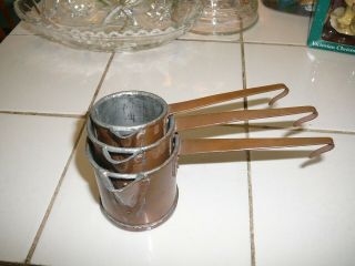 Copper Measuring Cups Handmade Antique Set Of Three Vintage