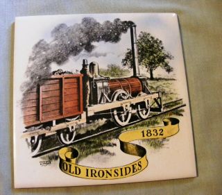Vintage Ceramic Tile,  H&r Johnson,  England,  6x6,  Railroad Steam Engine,  Signed