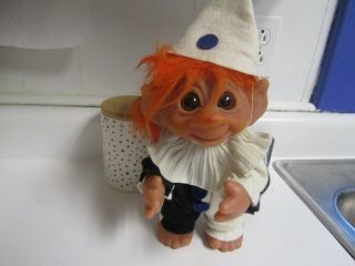 Norfin Troll Doll Dam 1977 Denmark 9 " Vintage Clown Troll Doll