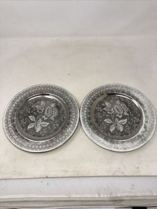 2 Wedgwood Tonquin Silver Luster 9” Plates,  Etruria England Rare