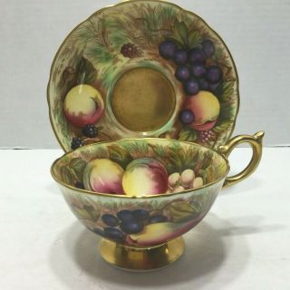 Vintage Aynsley Orchard Fruit Teacup And Saucer Signed