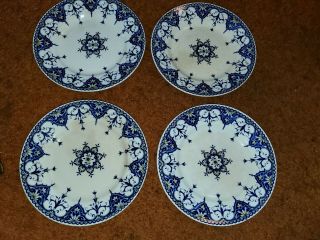 Set Of 4 French Faience Cluny Sarreguemines 8.  75 In Plates Stains 1875 - 90