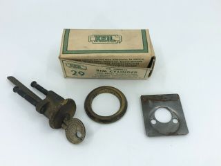 Vintage Yale Cylinder Door Lock Rim Latch Deadlatch W/key In Keil Box