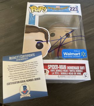 Tom Holland Spiderman Autographed Signed Funko 223 Pop Authentic Bas Beckett