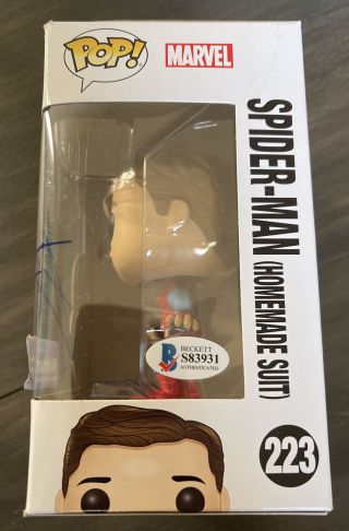 Tom Holland SpiderMan Autographed Signed Funko 223 Pop Authentic BAS Beckett 3